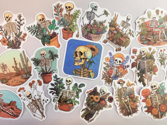 Skeleton Plant Stickers - Pack of 10